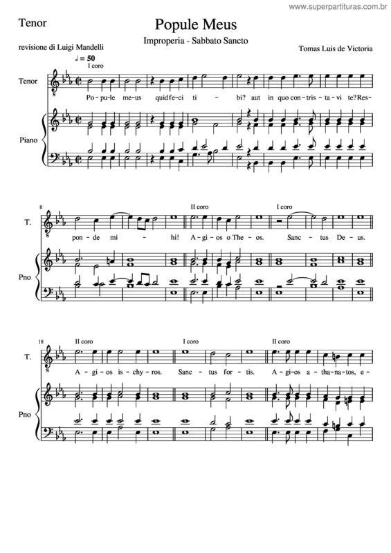Partitura da música Popule Meus–Tenor