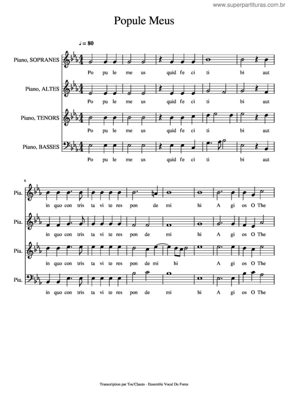 Partitura da música Popule Meus v.10