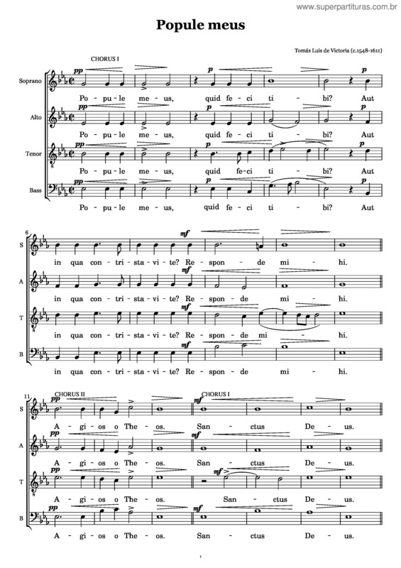 Partitura da música Popule Meus v.4