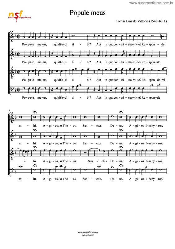 Partitura da música Popule Meus v.5