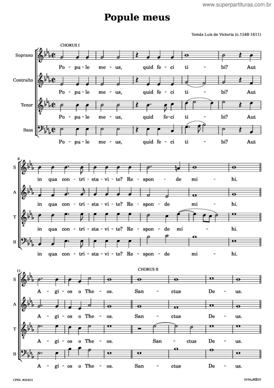 Partitura da música Popule Meus v.8