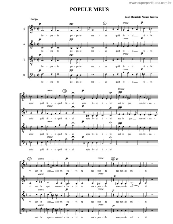 Partitura da música Popule meus