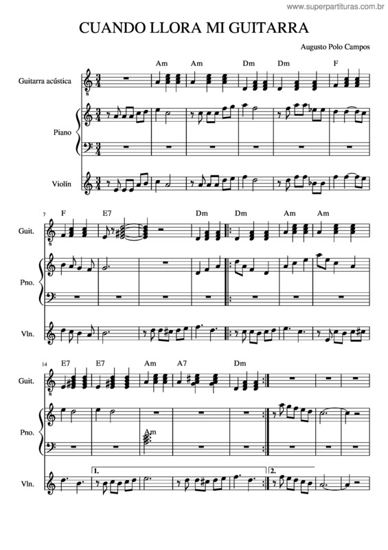 Partitura da música Popurr Criollo I