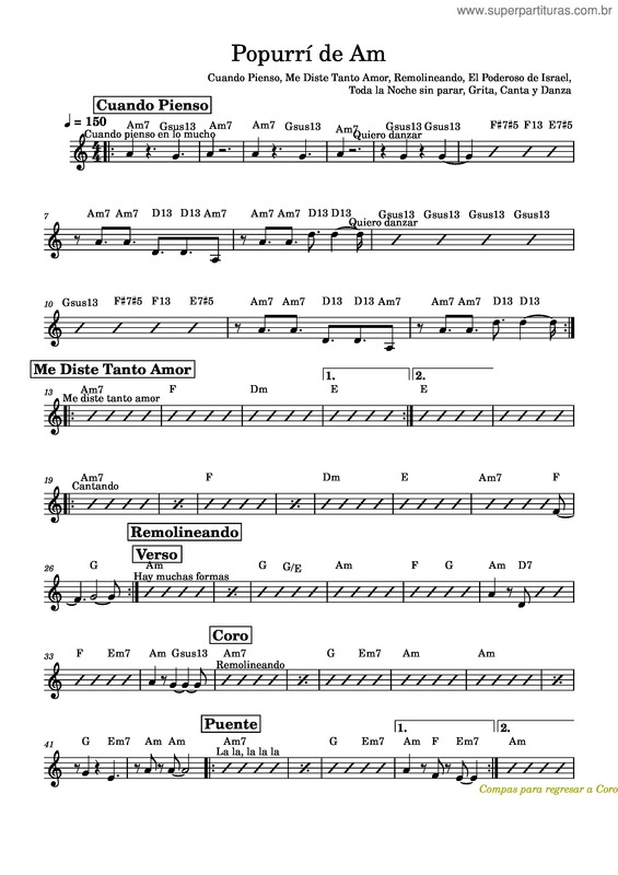 Partitura da música Popurri En Am
