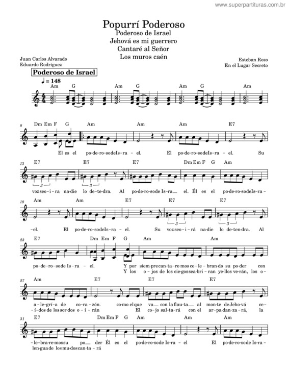 Partitura da música Popurrí Poderoso – En El Lugar Secreto