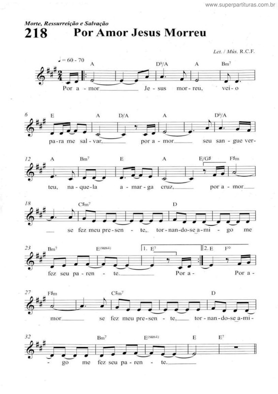 Partitura da música Por Amor Jesus Morreu