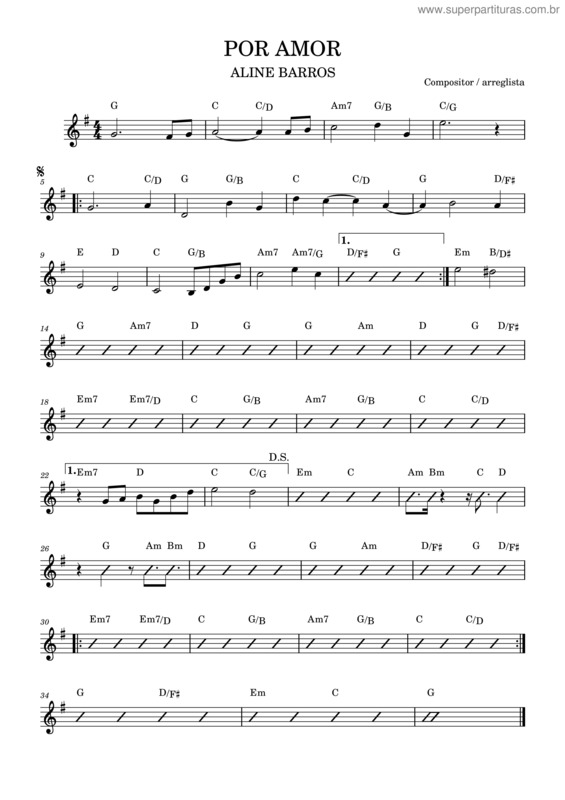 Partitura da música Por Amor v.5