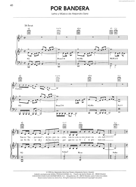 Partitura da música Por Bandera v.2