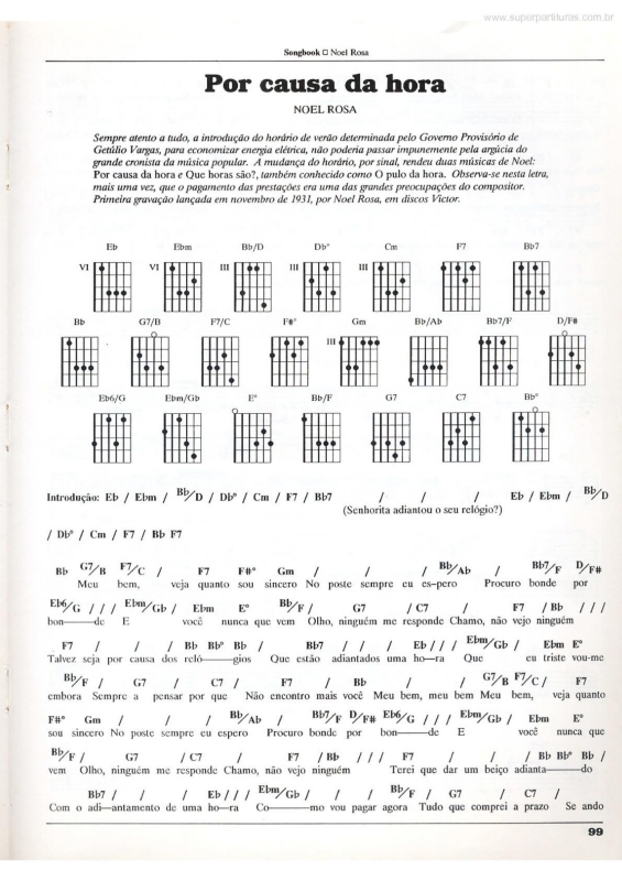 Partitura da música Por Causa da Hora