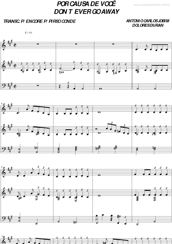 Partitura da música Por Causa de Você v.2