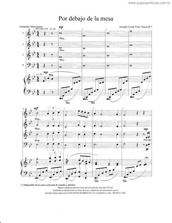 Partitura da música Por Debajo De La Mesa v.2