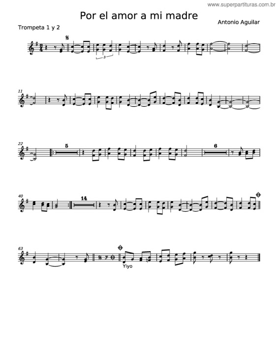 Partitura da música Por El Amor A Mi Madre – Antonio Aguilar