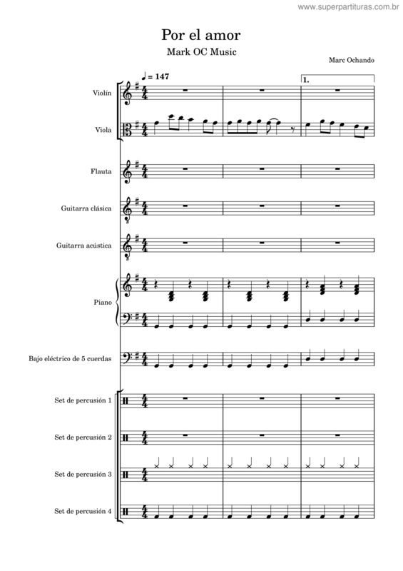 Partitura da música Por El Amor