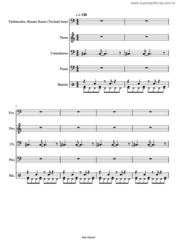 Partitura da música Por Enquanto – Legião Urbana
