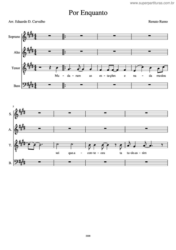 Partitura da música Por Enquanto v.2