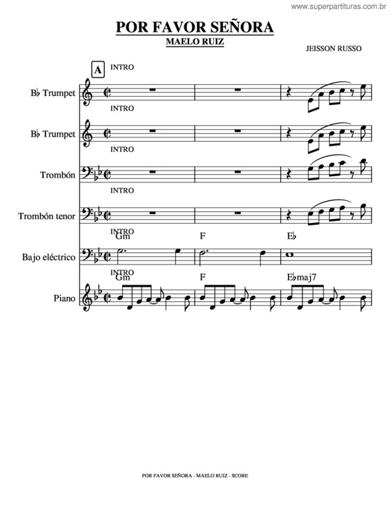 Partitura da música Por Favor Se Ora Score Maelo Ruiz