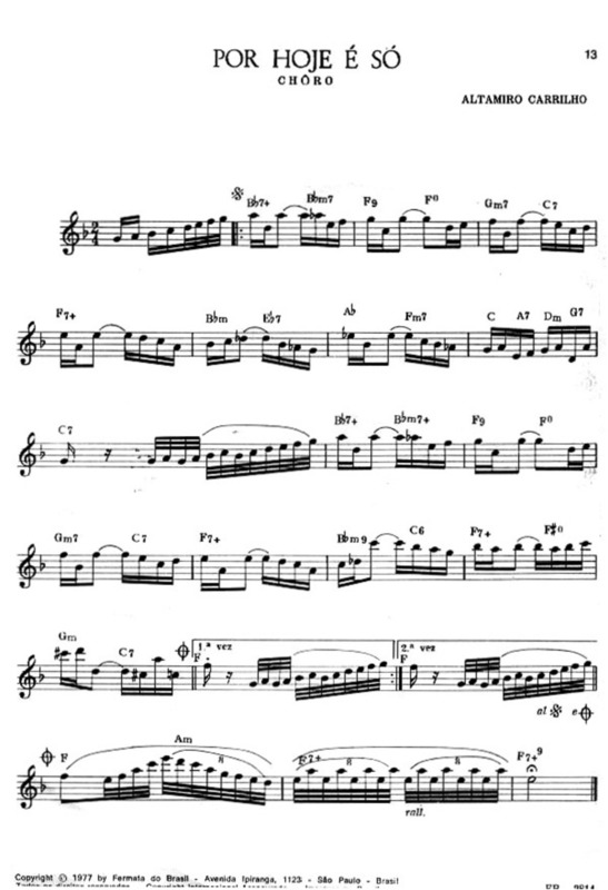 Partitura da música Por Hoje É Só