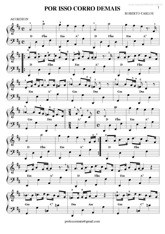 Partitura da música Por isso Corro Demais