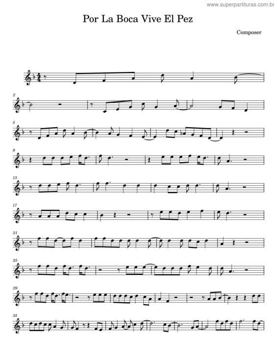 Partitura da música Por La Boca Vive El Pez