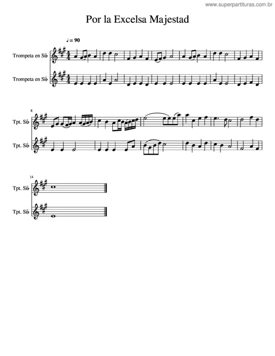 Partitura da música Por La Excelsa Majestad Trompetas
