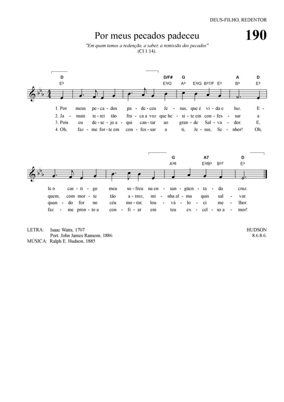 Partitura da música Por Meus Pecados Padeceu