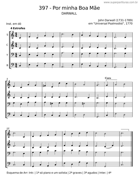 Partitura da música Por Minha Boa Mãe – John Darwall