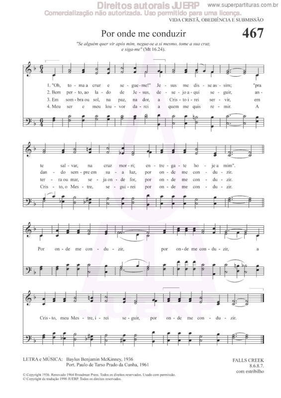 Partitura da música Por Onde Me Conduzir - 467 HCC v.2