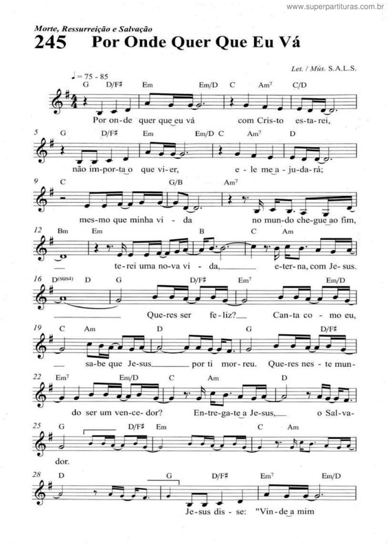 Partitura da música Por Onde Quer Que Eu Vá v.2