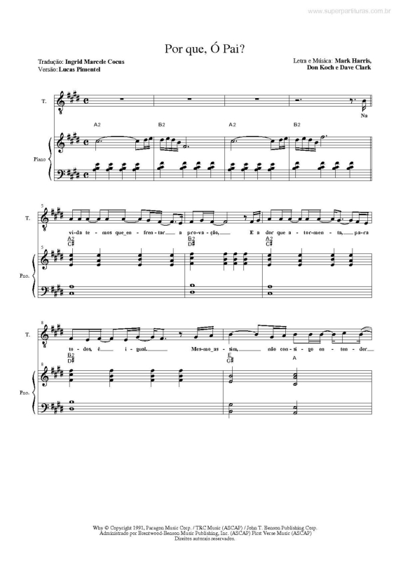 Partitura da música Por que, ó Pai?