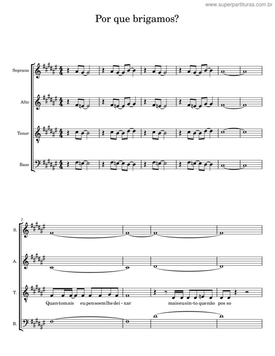 Partitura da música Por Que Brigamos