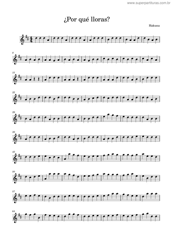 Partitura da música Por Qué Lloras – Hakuna Group Music