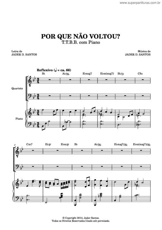 Partitura da música Por Que Não Voltou? – Jader Dornelles Santos