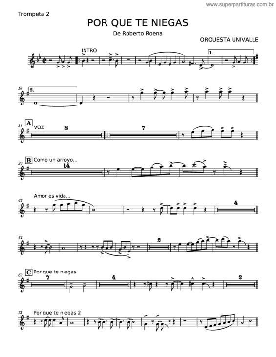 Partitura da música Por Que Te Niegas – Roberto Roena v.2