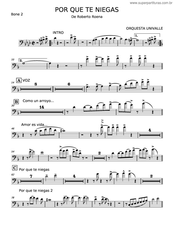 Partitura da música Por Que Te Niegas – Roberto Roena v.3
