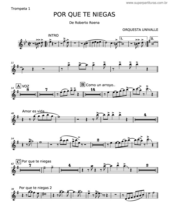 Partitura da música Por Que Te Niegas – Roberto Roena v.4