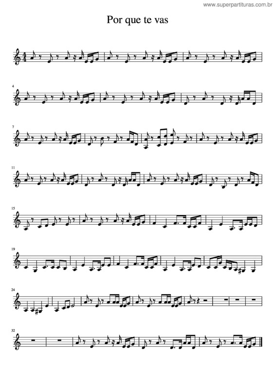 Partitura da música Por Que Te Vas