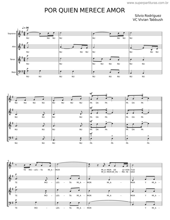 Partitura da música Por Quien Merece Amor – Silvio Rodríguez