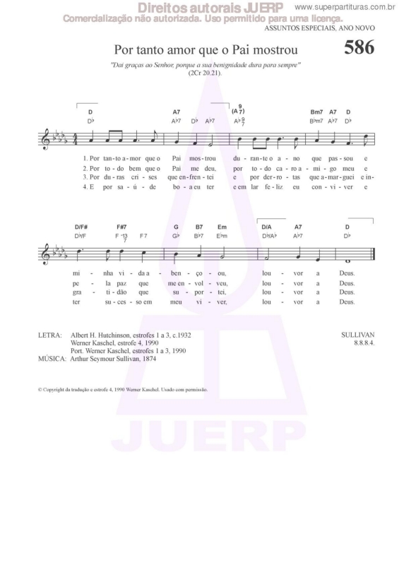 Partitura da música Por Tanto Amor Que O Pai Mostrou - 586 HCC