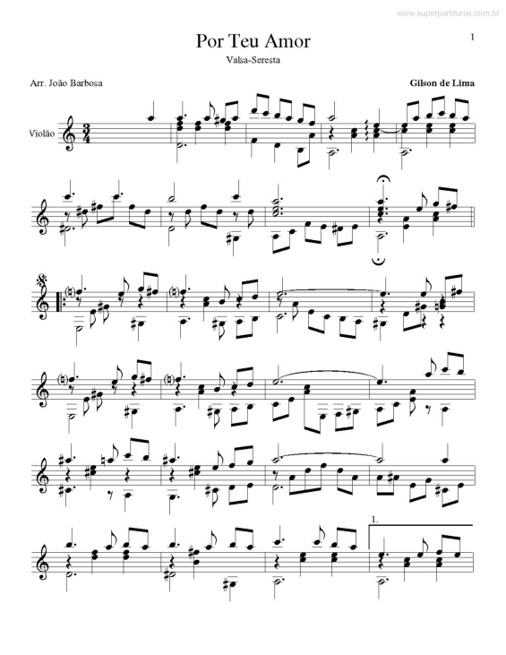 Partitura da música Por Teu Amor