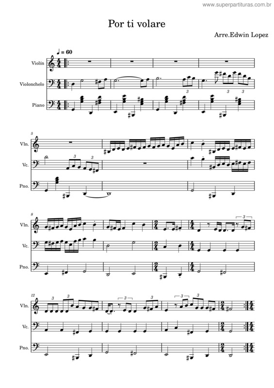 Partitura da música Por Ti Volare v.2
