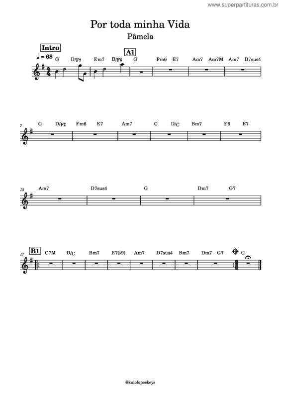 Partitura da música Por Toda Minha Vida v.2