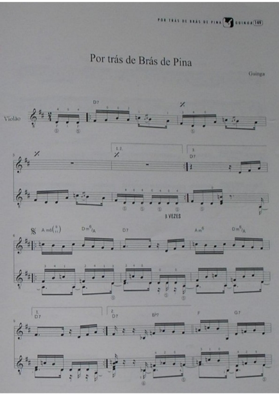 Partitura da música Por Trás de Brás de Pina