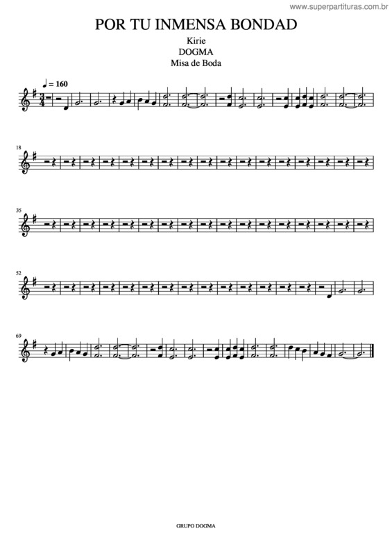 Partitura da música Por Tu Inmensa Bondad – Flauta