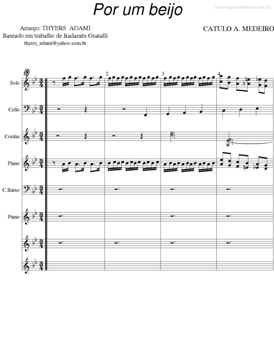 Partitura da música Por um Beijo