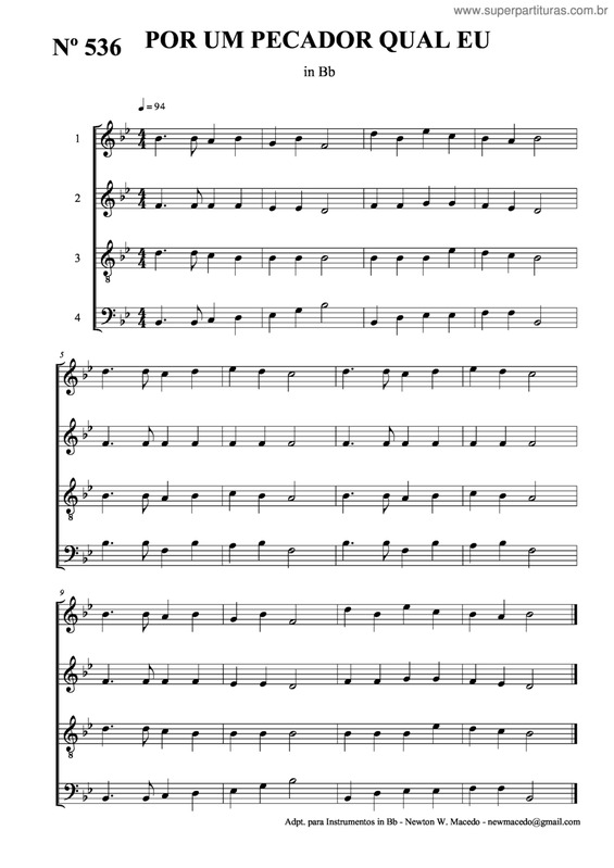 Partitura da música Por Um Pecador Qual Eu v.2