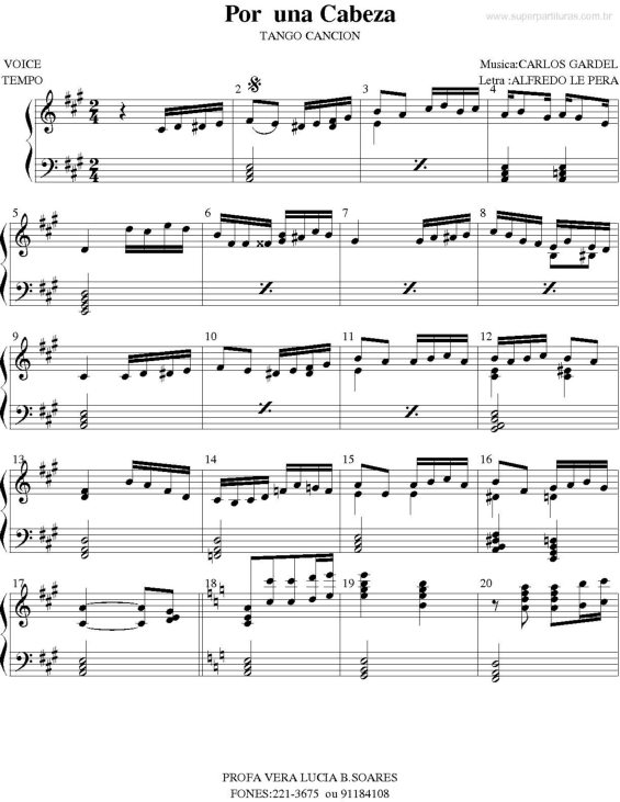 Partitura da música Por una Cabeza v.2