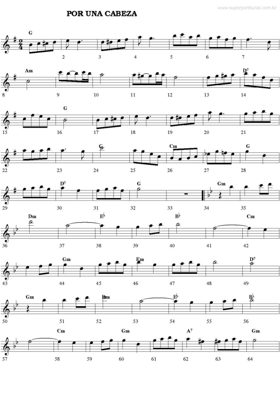 Partitura da música Por Una Cabeza v.3