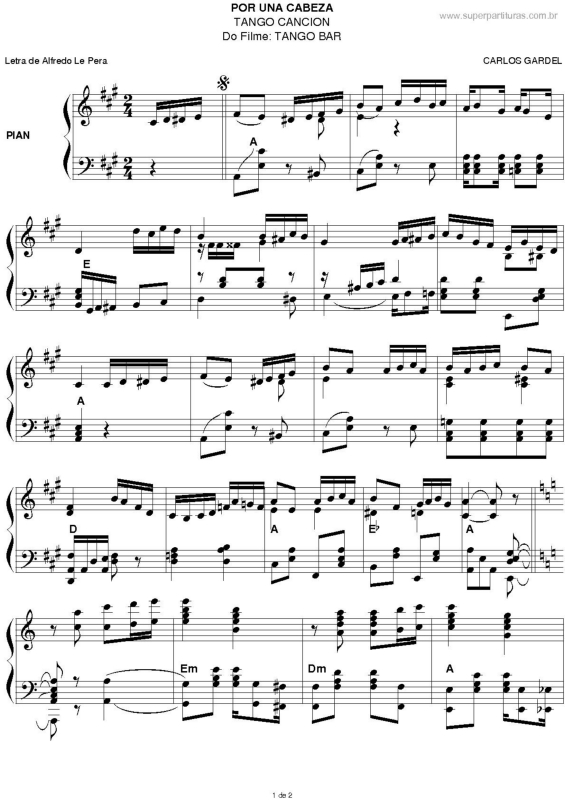 Partitura da música Por Una Cabeza v.4