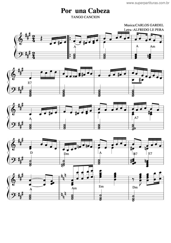 Partitura da música Por Una Cabeza v.5