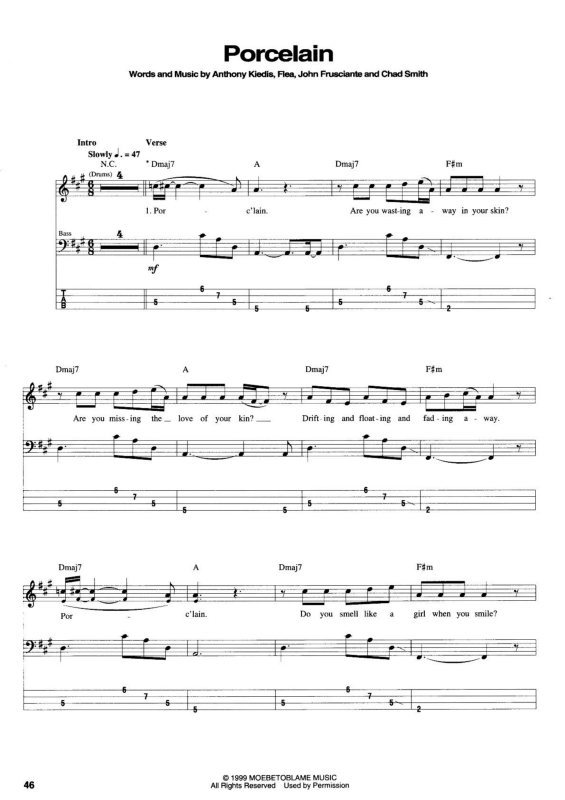 Partitura da música Porcelain